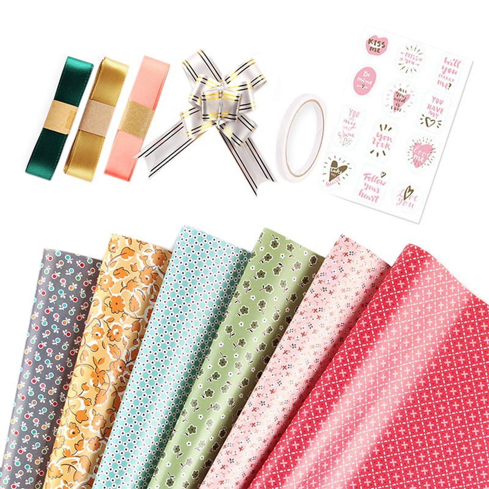 Wrapping Paper Sheets,Birthday Wrapping Paper Included 6 Pcs Gift Wrap  ,Ribbon Present